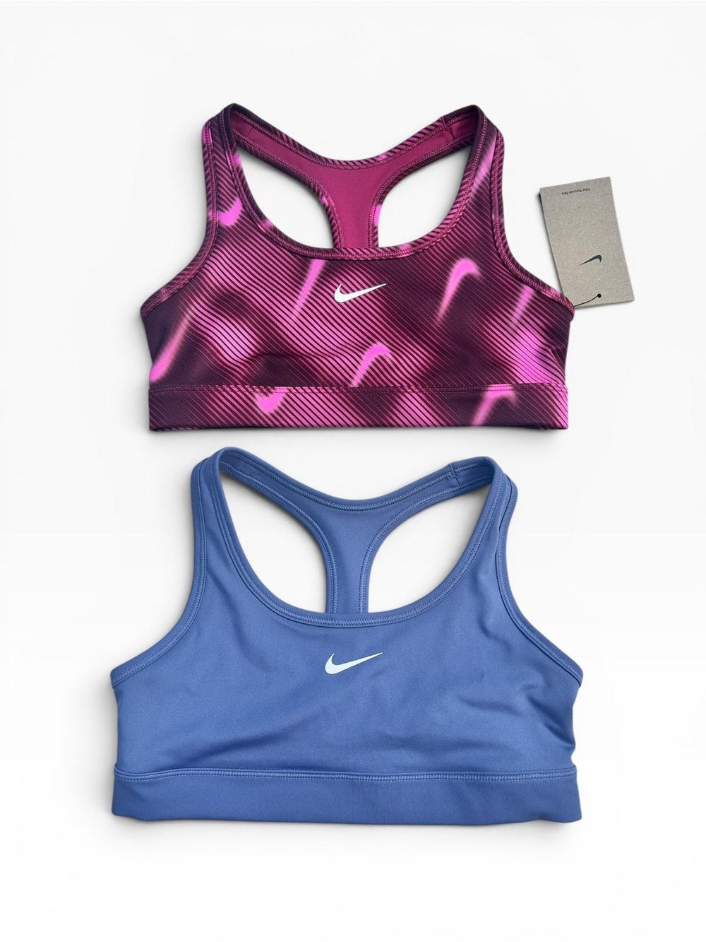 Nike Girls Swoosh Sports Bra 2 Pack Medium Blue Maroon Racerback Set NWT